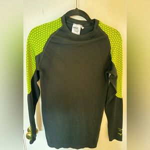 GymShark Hex Compression Black/Yellow Long Sleeve Shirt Size Large Rare